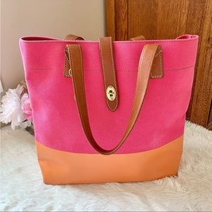 Hot Pink & Orange leather canvas genuine Austin Tote by Fossil!